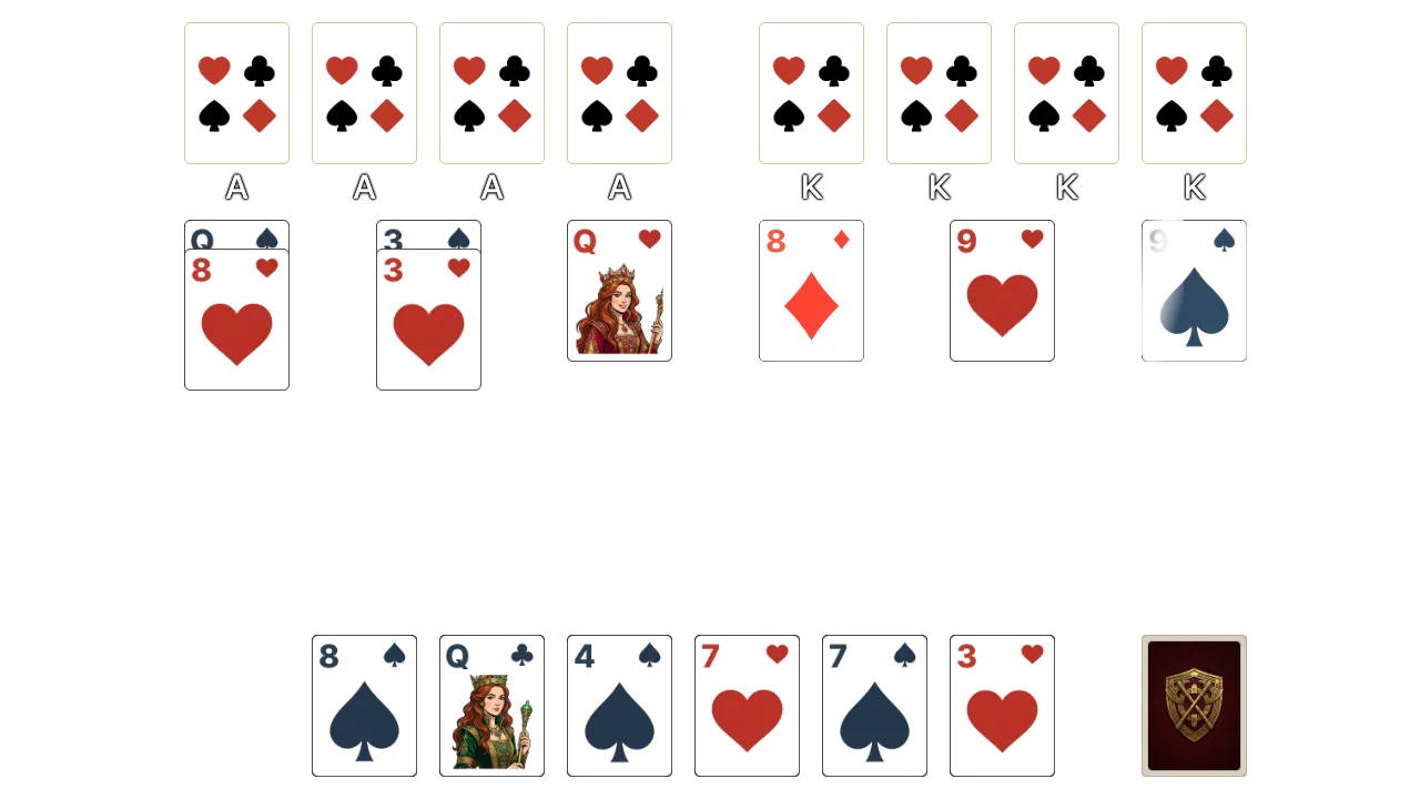 Algerian Patience (Hard) solitaire opening layout