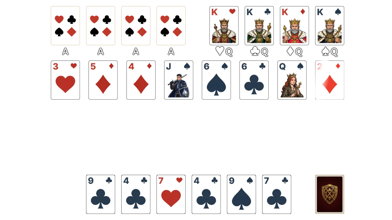 Algerian Patience (Relaxed) solitaire opening layout