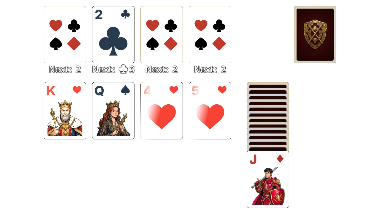 Canfield (Turn 1) solitaire opening layout