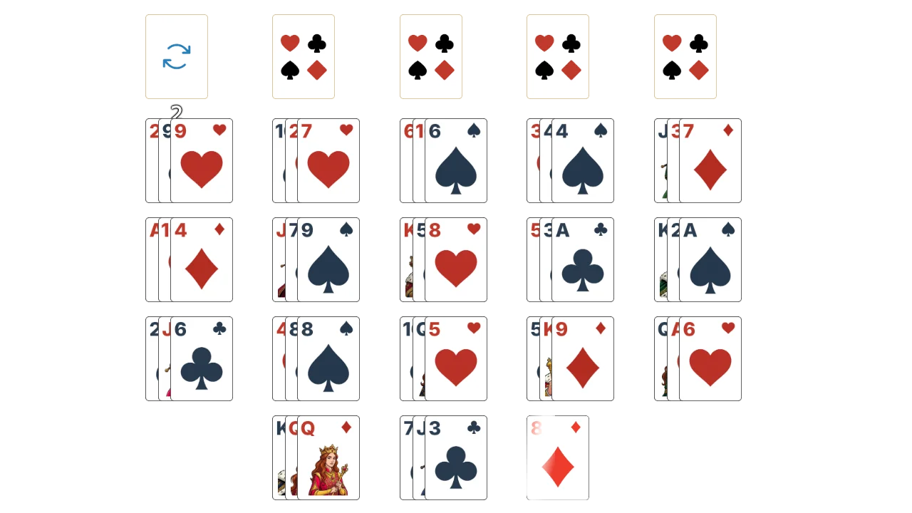 La Belle Lucie solitaire opening layout