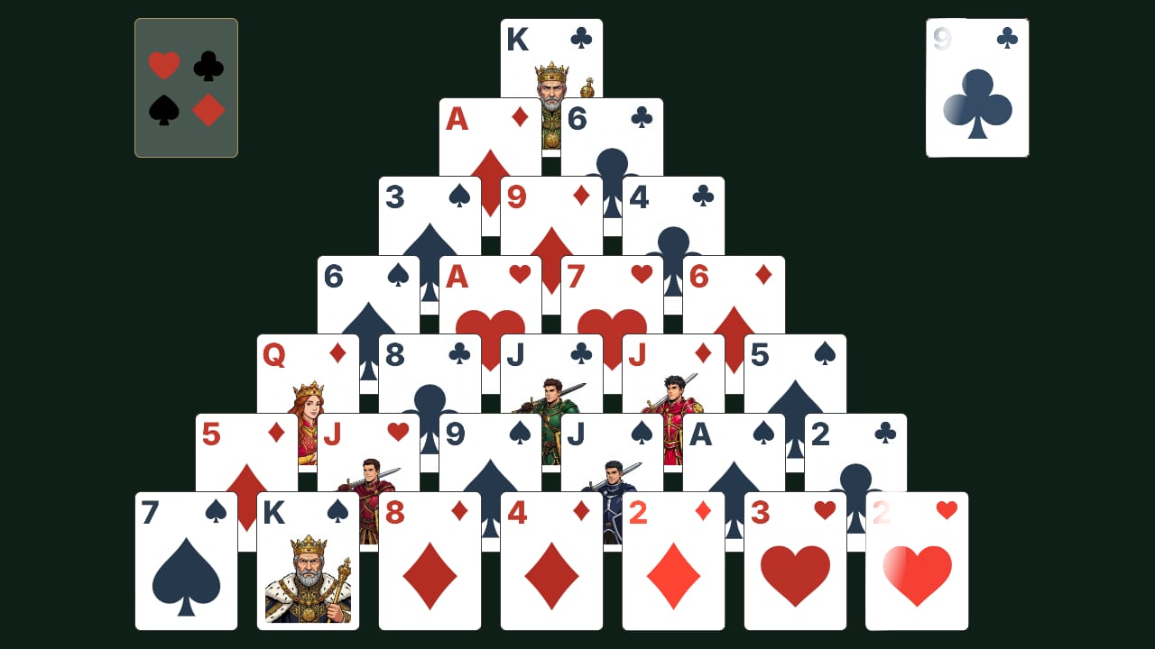 Pyramid solitaire gameplay screenshot