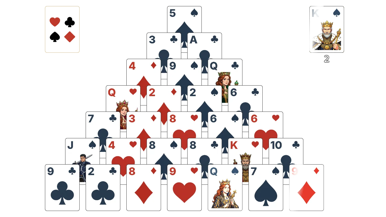 Pyramid (Easy) solitaire opening layout