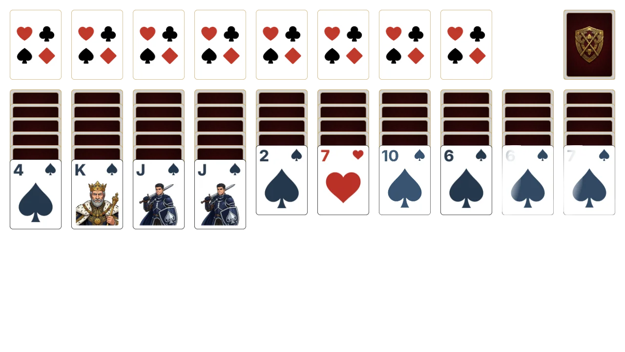 Spider (2 Suits) solitaire opening layout