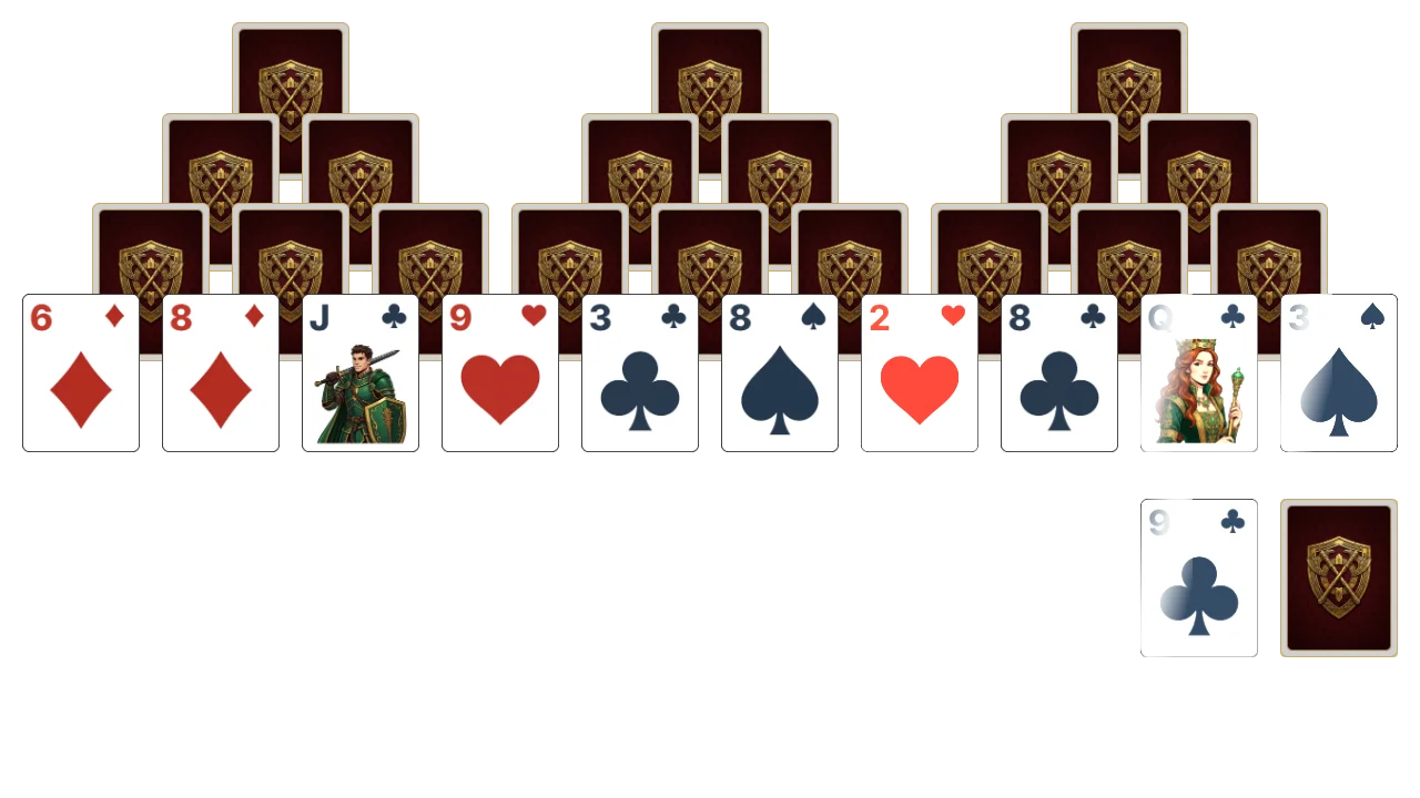 Tri Peaks (Hidden) solitaire opening layout