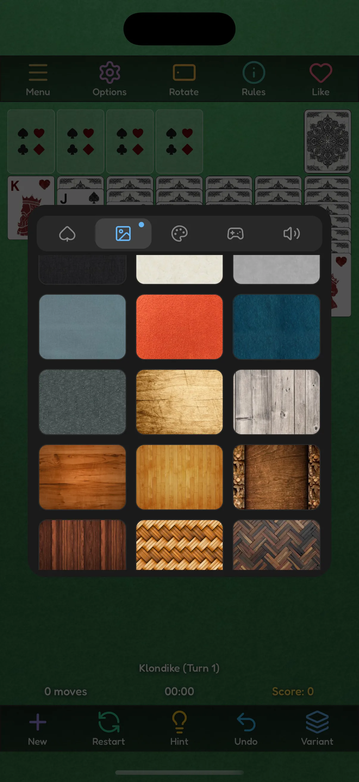 Table background picker - wood, fabric and abstract textures