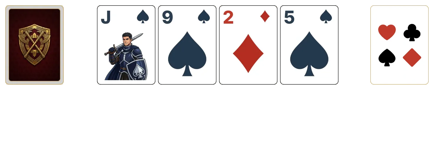 Aces Up solitaire - opening position of the walkthrough