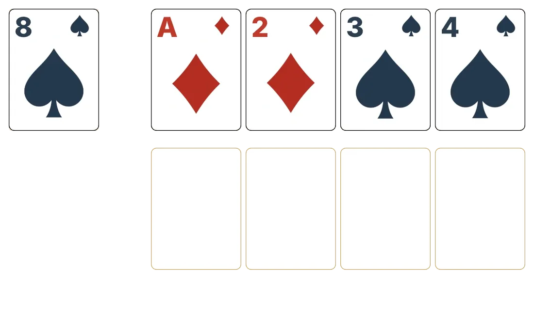Calculation solitaire - opening position of the walkthrough