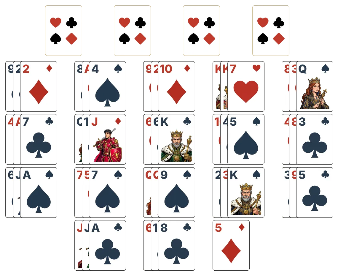 Fan solitaire - opening position of the walkthrough