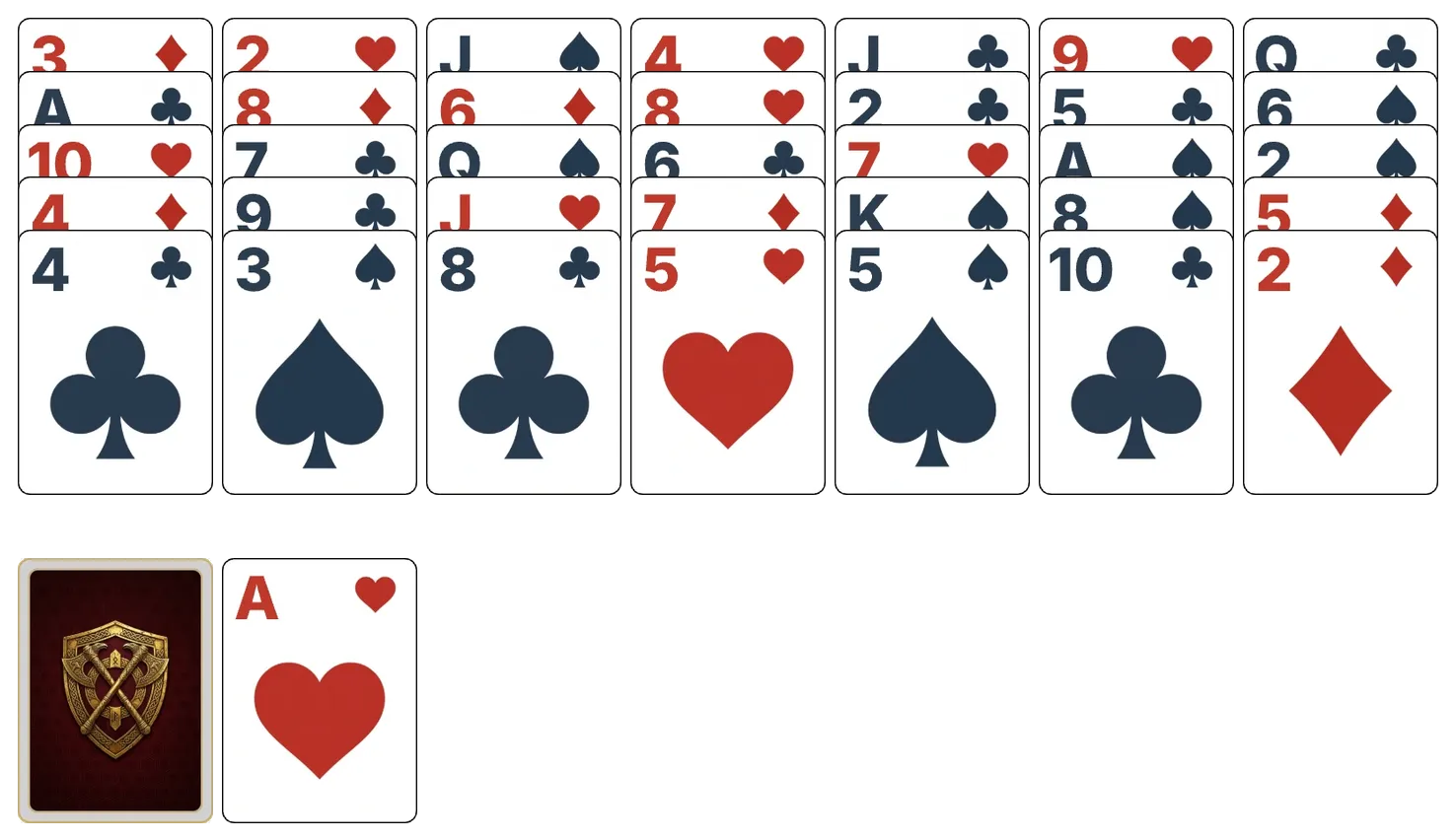 Golf (Strict) solitaire - opening position of the walkthrough
