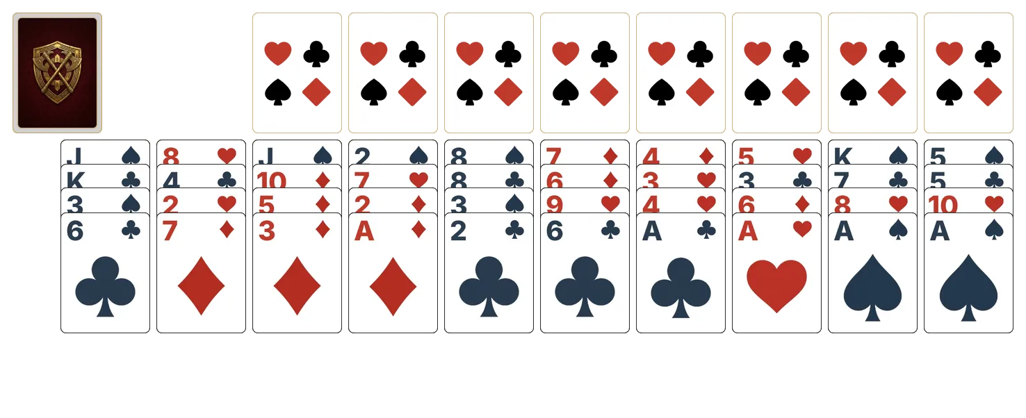 Josephine solitaire - opening position of the walkthrough