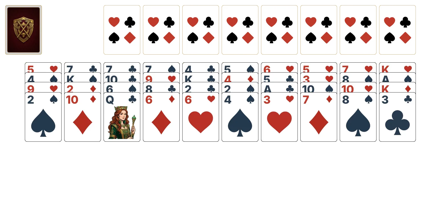 Josephine (Relaxed) solitaire - opening position of the walkthrough