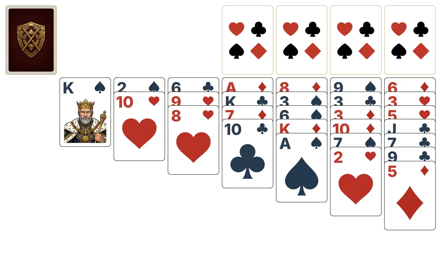 Klondike (Relaxed) (Turn 1) solitaire - opening position of the walkthrough