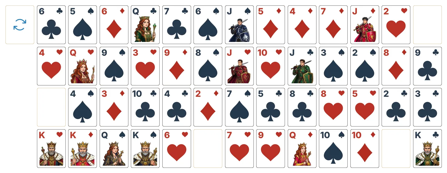 Montana solitaire - opening position of the walkthrough
