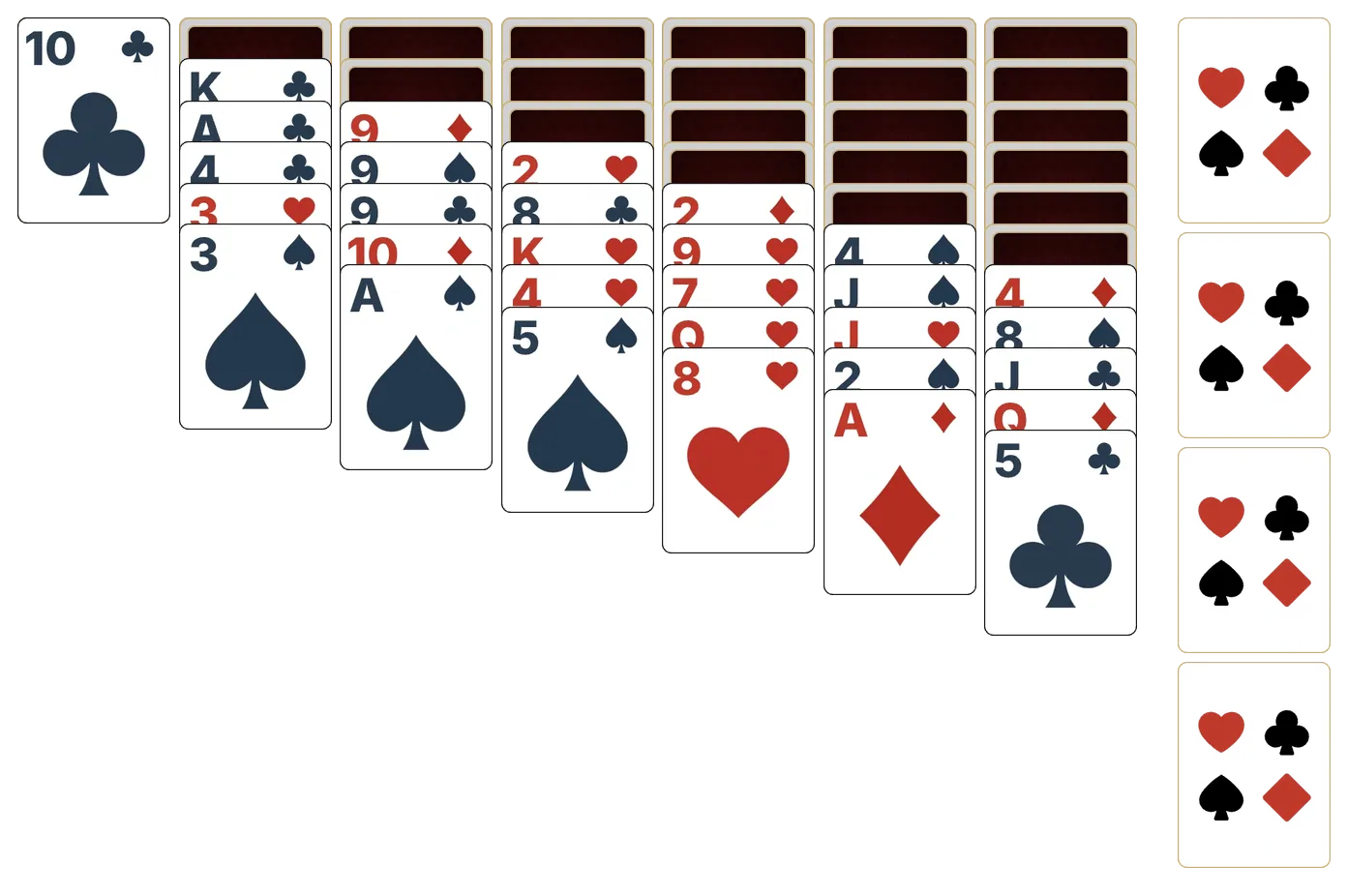 Russian Solitaire solitaire - opening position of the walkthrough