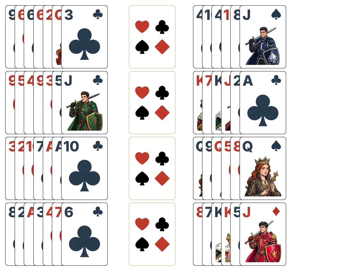 Streets and Alleys solitaire - opening position of the walkthrough