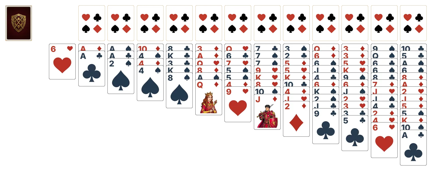 Klondike (Relaxed) (Triple) (Turn 3) solitaire - opening position of the walkthrough
