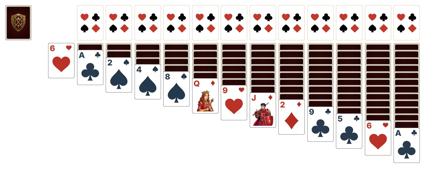 Klondike (Triple) (Turn 3) solitaire - opening position of the walkthrough